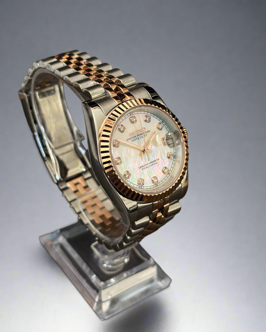 Seiko Mod Seikojust MOP Dial Automat | Sapphire | Jubilee în două culori | NH35