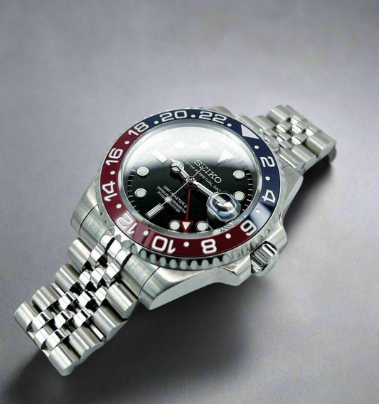 Seiko Mod GMTEIKO | Bezel ceramic Pepsi GMT | Sapphire | Jubilee