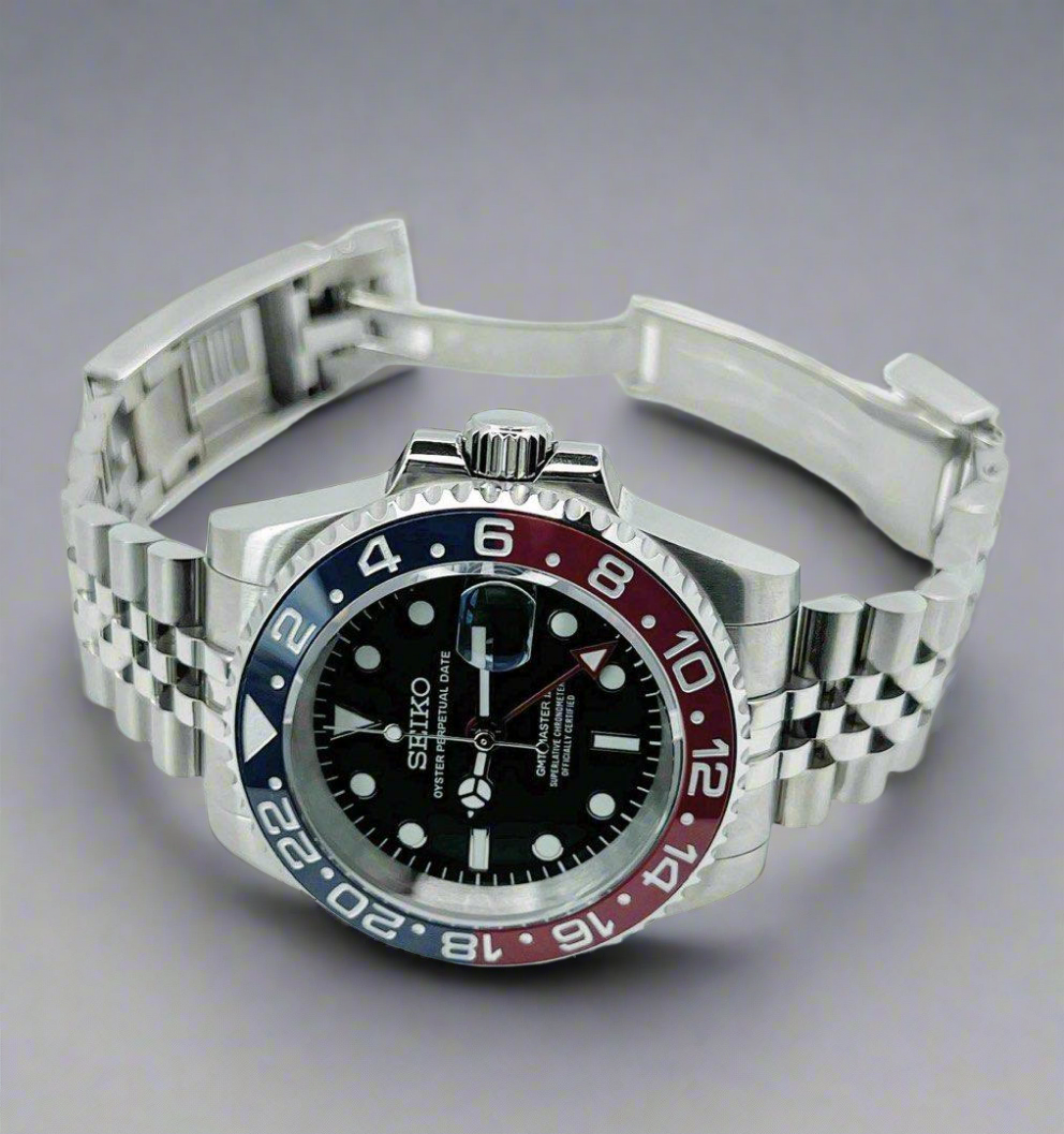 Seiko Mod GMTEIKO | Bezel ceramic Pepsi GMT | Sapphire | Jubilee