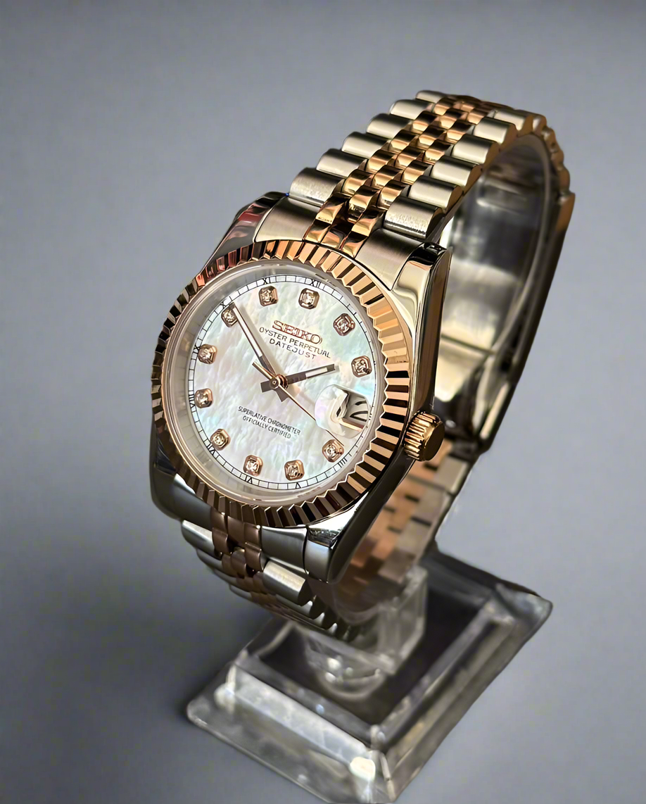 Seiko Mod Seikojust MOP Dial Automat | Sapphire | Jubilee în două culori | NH35