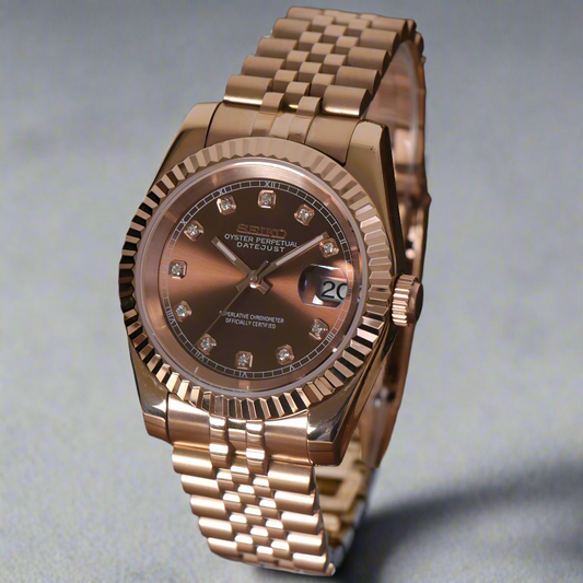Seiko Mod Seikojust Cadran Auriu Roz Automat | Safir | Jubileu Roz Complet | NH35