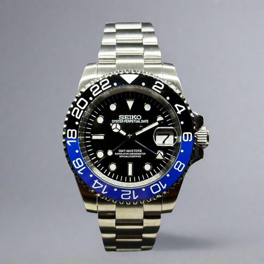 Seiko Mod GMTEIKO Batman GMT Aut | Cristal de safir | Bezel ceramic | NH34