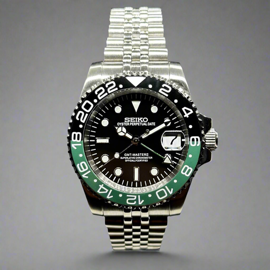 Seiko Mod GMTEIKO Sprite – Bezel GMT negru și verde | NH34 Automat